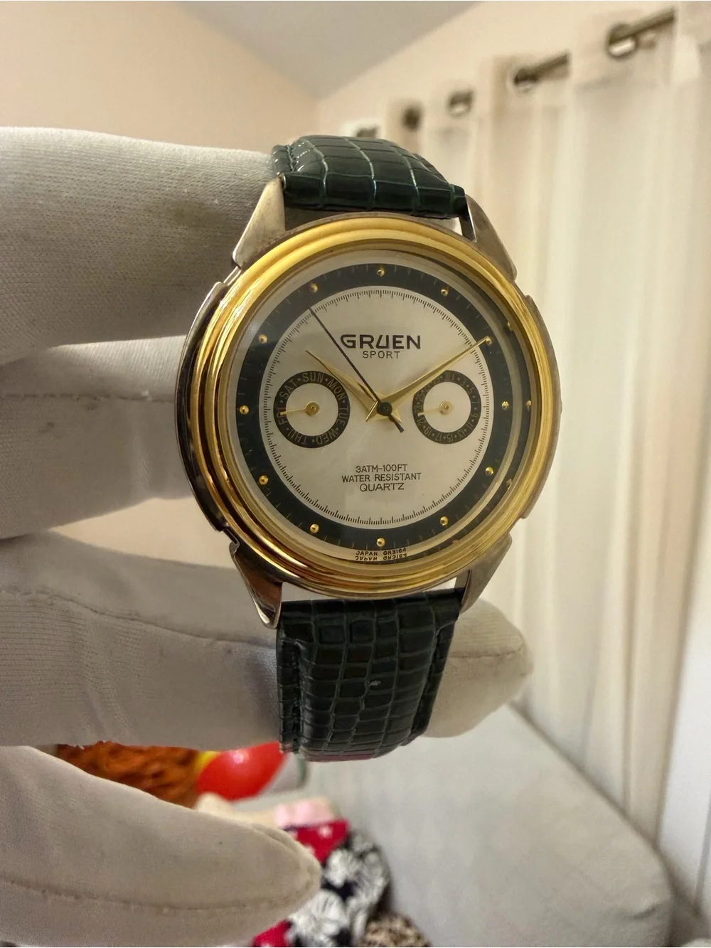 Vintage Gruen Sport 38mm Multifunction Quartz Watch 282-VX36 Two-Tone NOS New